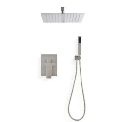 12 In. Rain Shower Head Systems 1-Spray Patterns Shower Head With Dual Wall Mount 2.2 Gpm In Brushed Nickel