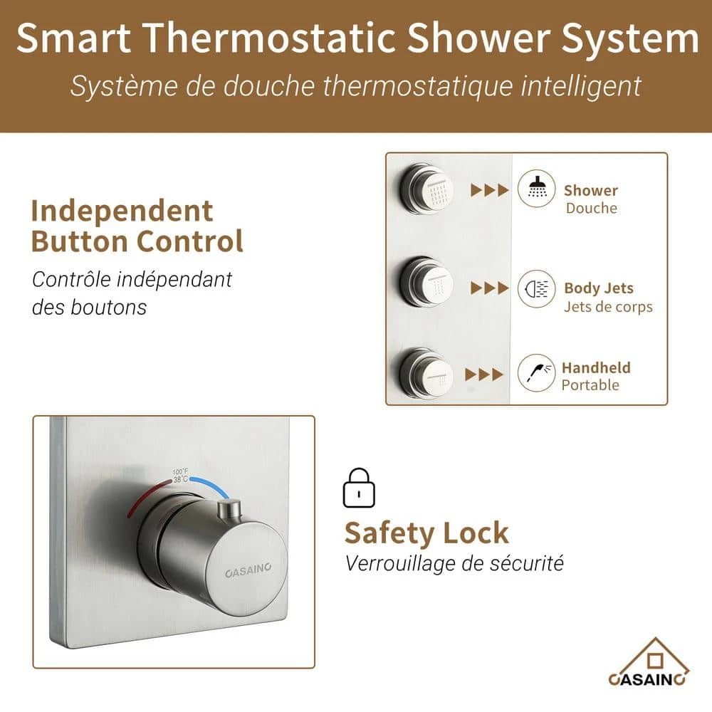 3-Spray 1.8 GPM 12 In. Ceiling Mount Dual Square Handheld Shower Set In Brushed Nickel 8 3-Spray 1.8 GPM 12 In. Ceiling Mount Dual Square Handheld Shower Set In Brushed Nickel - Image 8