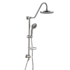 5-Spray Wall Mount 1.5 In. Dual Shower Head And Handheld Shower Head In Brushed Nickel