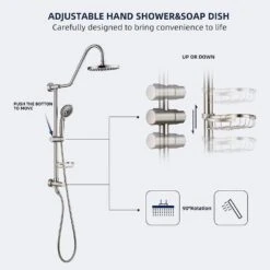 5-Spray Wall Mount 1.5 In. Dual Shower Head And Handheld Shower Head In Brushed Nickel -FURITURE SALE SHOP brushed nickel tahanbath dual shower heads z dsae103bn fa 1000