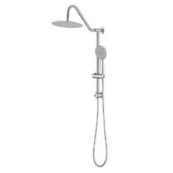 3-Spray Patterns Freestanding Round Dual Handheld Shower Head 1.8 GPM In Brushed Nickel