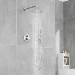 5-spray 7 In. Ceiling Mount 1.8 GPM Dual Shower Head And Handheld Shower Head In Brushed Nickel 19 5-spray 7 In. Ceiling Mount 1.8 GPM Dual Shower Head And Handheld Shower Head In Brushed Nickel -FURITURE SALE SHOP brushed nickel tahanbath dual shower heads z w124357628 31 1000