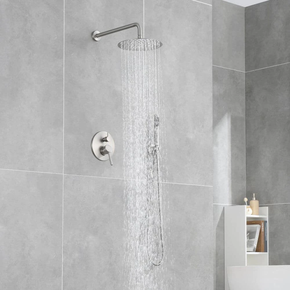 5-spray 7 In. Ceiling Mount 1.8 GPM Dual Shower Head And Handheld Shower Head In Brushed Nickel 10 5-spray 7 In. Ceiling Mount 1.8 GPM Dual Shower Head And Handheld Shower Head In Brushed Nickel - Image 10