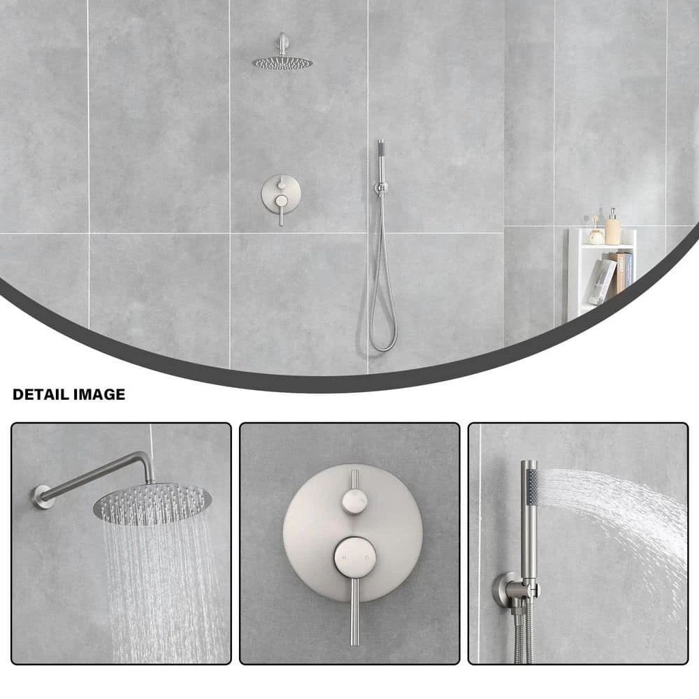 5-spray 7 In. Ceiling Mount 1.8 GPM Dual Shower Head And Handheld Shower Head In Brushed Nickel 7 5-spray 7 In. Ceiling Mount 1.8 GPM Dual Shower Head And Handheld Shower Head In Brushed Nickel - Image 7