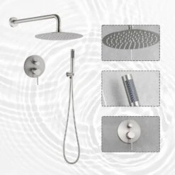 5-spray 7 In. Ceiling Mount 1.8 GPM Dual Shower Head And Handheld Shower Head In Brushed Nickel 14 5-spray 7 In. Ceiling Mount 1.8 GPM Dual Shower Head And Handheld Shower Head In Brushed Nickel -FURITURE SALE SHOP brushed nickel tahanbath dual shower heads z w124357628 4f 1000