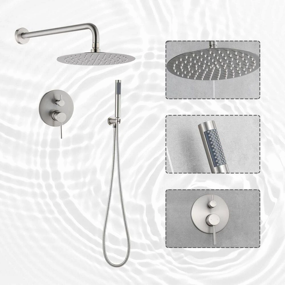 5-spray 7 In. Ceiling Mount 1.8 GPM Dual Shower Head And Handheld Shower Head In Brushed Nickel 5 5-spray 7 In. Ceiling Mount 1.8 GPM Dual Shower Head And Handheld Shower Head In Brushed Nickel - Image 5