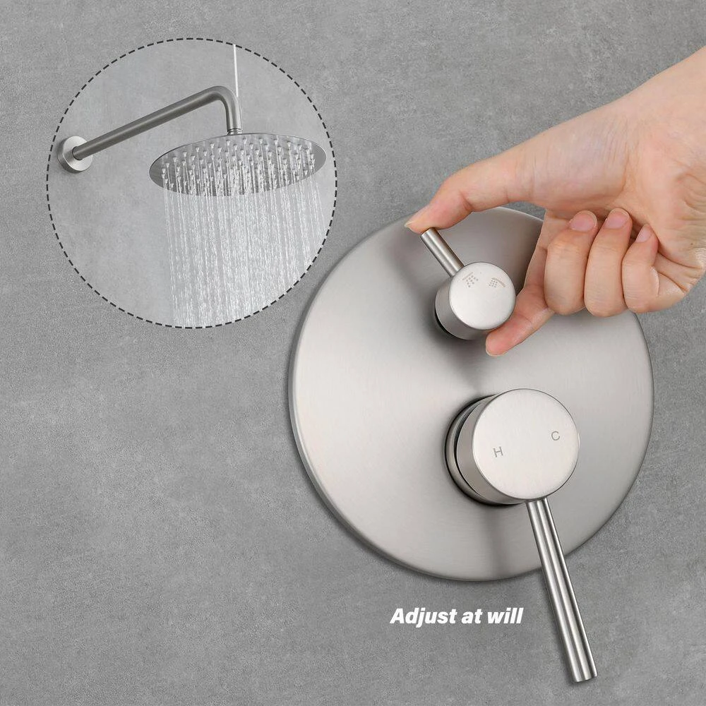 5-spray 7 In. Ceiling Mount 1.8 GPM Dual Shower Head And Handheld Shower Head In Brushed Nickel 3 5-spray 7 In. Ceiling Mount 1.8 GPM Dual Shower Head And Handheld Shower Head In Brushed Nickel - Image 3