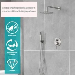 5-spray 7 In. Ceiling Mount 1.8 GPM Dual Shower Head And Handheld Shower Head In Brushed Nickel 18 5-spray 7 In. Ceiling Mount 1.8 GPM Dual Shower Head And Handheld Shower Head In Brushed Nickel -FURITURE SALE SHOP brushed nickel tahanbath dual shower heads z w124357628 76 1000