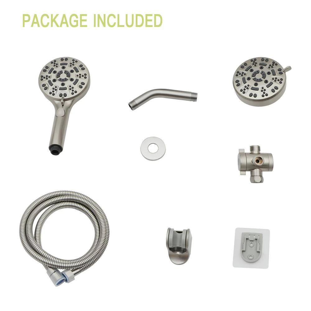 8-spray Dual 7 In. Wall Mount 1.8 GPM Shower Head And Handheld Shower Head In Brushed Nickel In Matte Black 4 8-spray Dual 7 In. Wall Mount 1.8 GPM Shower Head And Handheld Shower Head In Brushed Nickel In Matte Black - Image 4