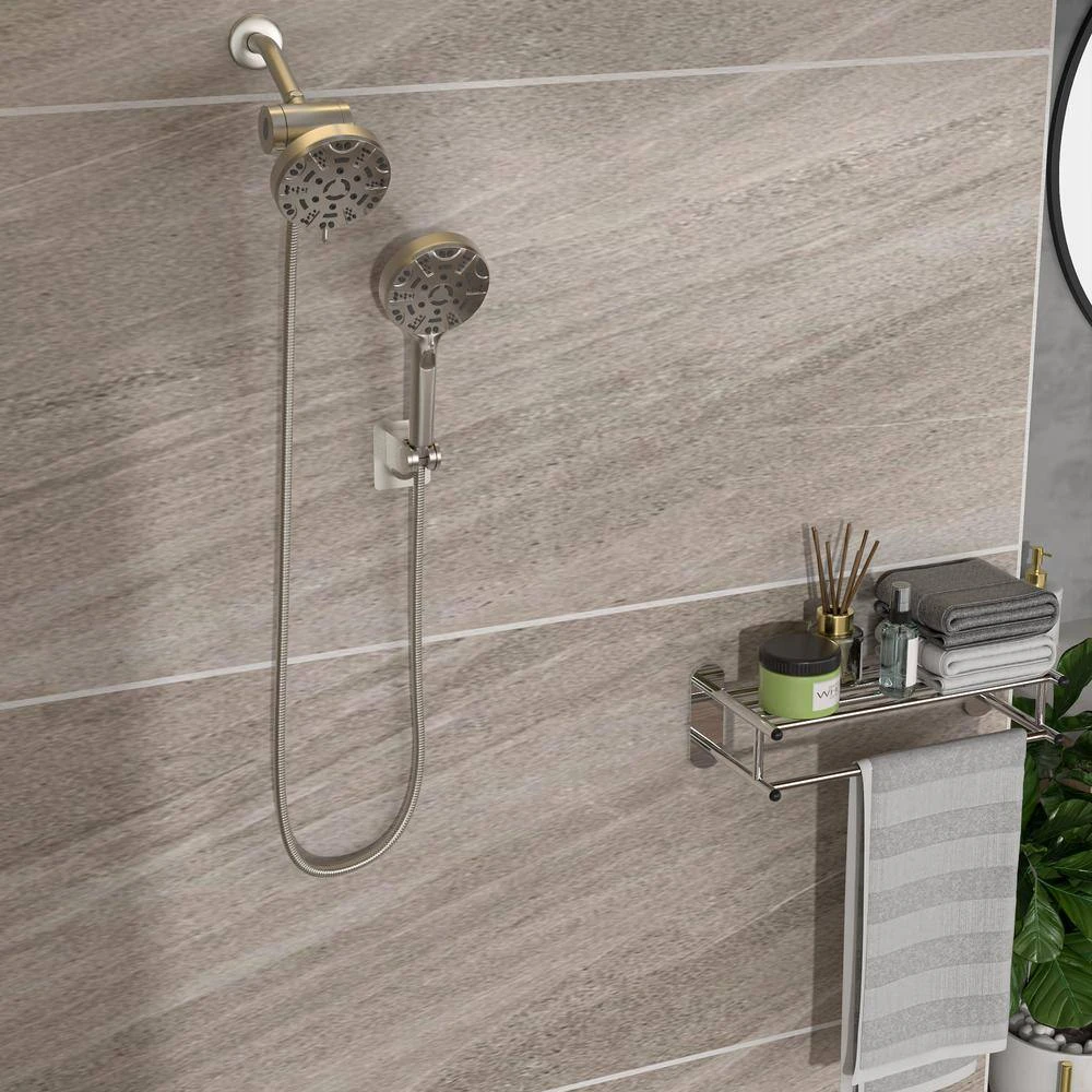 8-spray Dual 7 In. Wall Mount 1.8 GPM Shower Head And Handheld Shower Head In Brushed Nickel In Matte Black 6 8-spray Dual 7 In. Wall Mount 1.8 GPM Shower Head And Handheld Shower Head In Brushed Nickel In Matte Black - Image 6