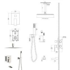 1-spray 16 In. Dual Shower Ceiling Mount Head And Handheld Shower Head 1.8 GPM In Brushed Nickel 14 1-spray 16 In. Dual Shower Ceiling Mount Head And Handheld Shower Head 1.8 GPM In Brushed Nickel -FURITURE SALE SHOP brushed nickel tahanbath dual shower heads z w124381955 76 1000