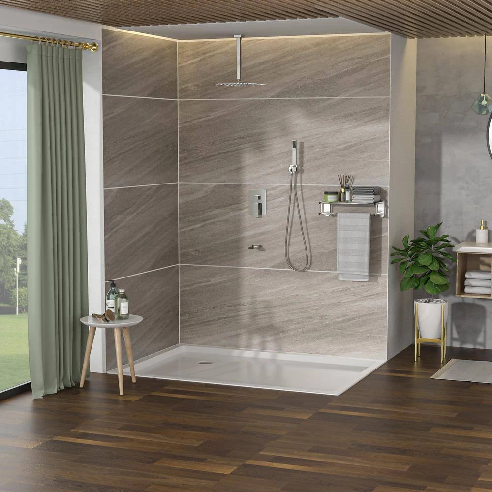 1-spray 16 In. Dual Shower Ceiling Mount Head And Handheld Shower Head 1.8 GPM In Brushed Nickel 2 1-spray 16 In. Dual Shower Ceiling Mount Head And Handheld Shower Head 1.8 GPM In Brushed Nickel - Image 2