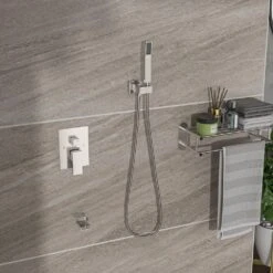 1-spray 16 In. Dual Shower Ceiling Mount Head And Handheld Shower Head 1.8 GPM In Brushed Nickel 13 1-spray 16 In. Dual Shower Ceiling Mount Head And Handheld Shower Head 1.8 GPM In Brushed Nickel -FURITURE SALE SHOP brushed nickel tahanbath dual shower heads z w124381955 fa 1000