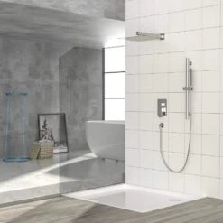 1-Spray 1.8 GPM Ceiling Mount Dual Shower Head And Handheld Shower Head In Brushed Nickel -FURITURE SALE SHOP brushed nickel tahanbath dual shower heads z w124382456 76 1000