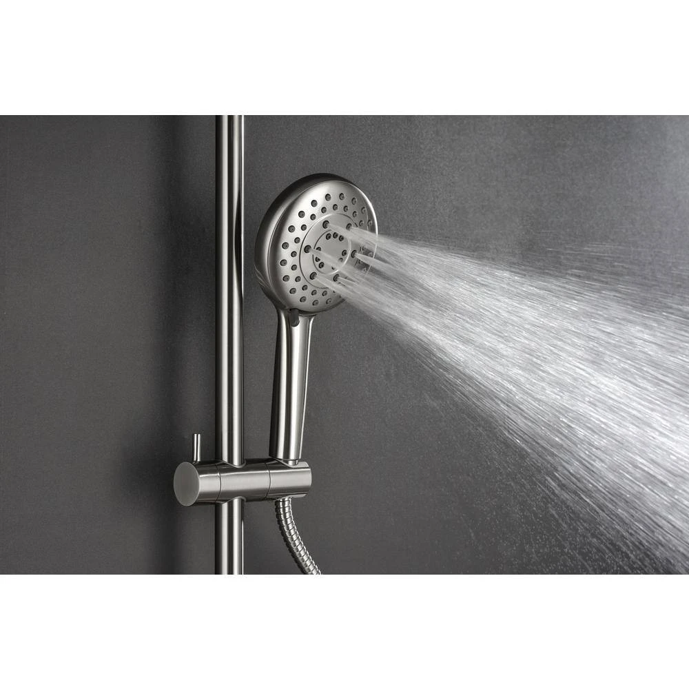 Single-Handle 4-Spray Shower Faucet 1.8 GPM With Pressure Balance Hand Shower And Soap Dish In. Brushed Nickel 4 Single-Handle 4-Spray Shower Faucet 1.8 GPM With Pressure Balance Hand Shower And Soap Dish In. Brushed Nickel - Image 4