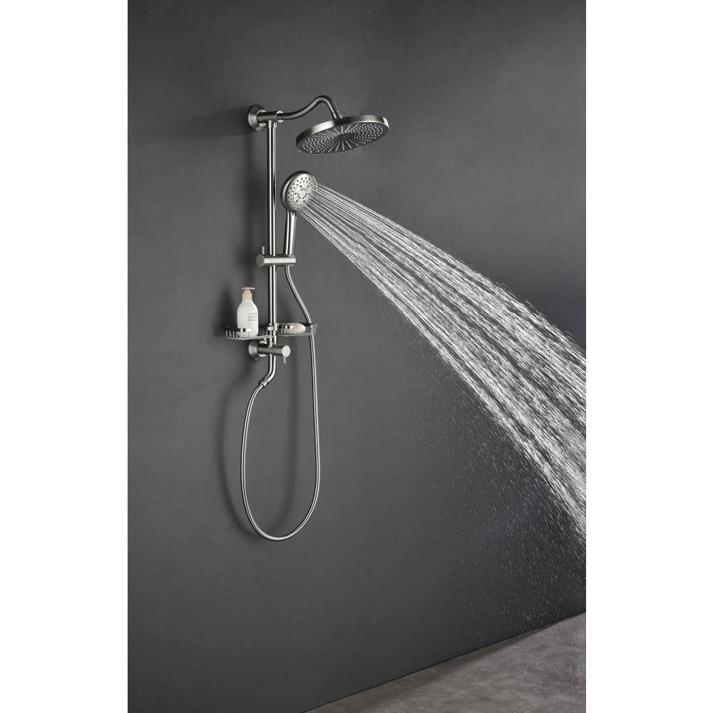 Single-Handle 4-Spray Shower Faucet 1.8 GPM With Pressure Balance Hand Shower And Soap Dish In. Brushed Nickel 8 Single-Handle 4-Spray Shower Faucet 1.8 GPM With Pressure Balance Hand Shower And Soap Dish In. Brushed Nickel - Image 8
