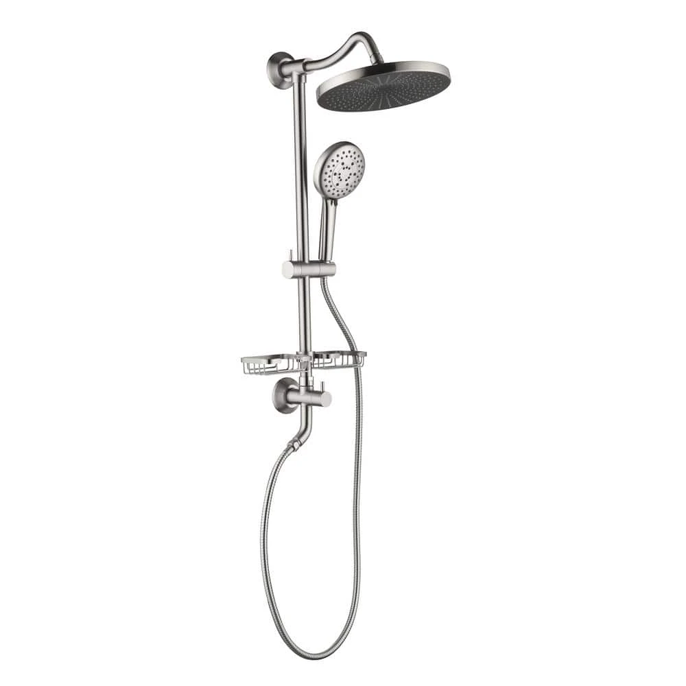 Single-Handle 4-Spray Shower Faucet 1.8 GPM With Pressure Balance Hand Shower And Soap Dish In. Brushed Nickel 1 Single-Handle 4-Spray Shower Faucet 1.8 GPM With Pressure Balance Hand Shower And Soap Dish In. Brushed Nickel
