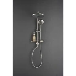 Single-Handle 4-Spray Shower Faucet 1.8 GPM With Pressure Balance Hand Shower And Soap Dish In. Brushed Nickel 14 Single-Handle 4-Spray Shower Faucet 1.8 GPM With Pressure Balance Hand Shower And Soap Dish In. Brushed Nickel -FURITURE SALE SHOP brushed nickel tahanbath dual shower heads z w1272 81834 76 1000