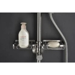 Single-Handle 4-Spray Shower Faucet 1.8 GPM With Pressure Balance Hand Shower And Soap Dish In. Brushed Nickel 13 Single-Handle 4-Spray Shower Faucet 1.8 GPM With Pressure Balance Hand Shower And Soap Dish In. Brushed Nickel -FURITURE SALE SHOP brushed nickel tahanbath dual shower heads z w1272 81834 fa 1000