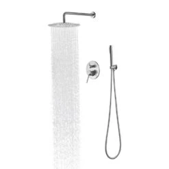 Wall Mounted Shower Dual Faucet Set For Bathroom With High Pressure 2-GPM 10 In. Stainless Steel Rain Shower Head -FURITURE SALE SHOP brushed nickel tahanbath dual shower heads z w2287p182585 4f 1000