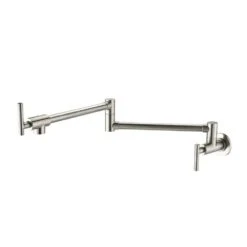 Double Handles Wall Mounted Pot Filler In Brushed Nickel