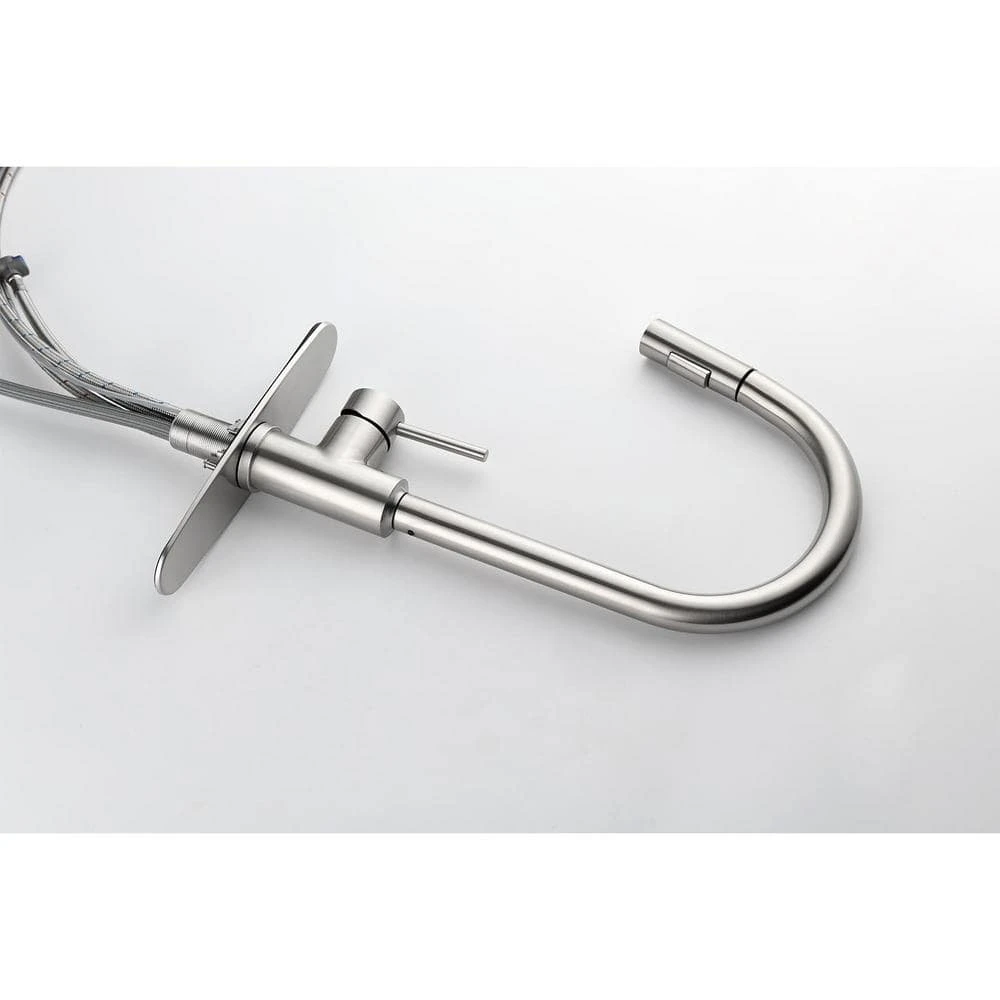 Deck Mount High-Arc Kitchen Faucet With Pull Down Sprayer In Brushed Nickel 5 Deck Mount High-Arc Kitchen Faucet With Pull Down Sprayer In Brushed Nickel - Image 5