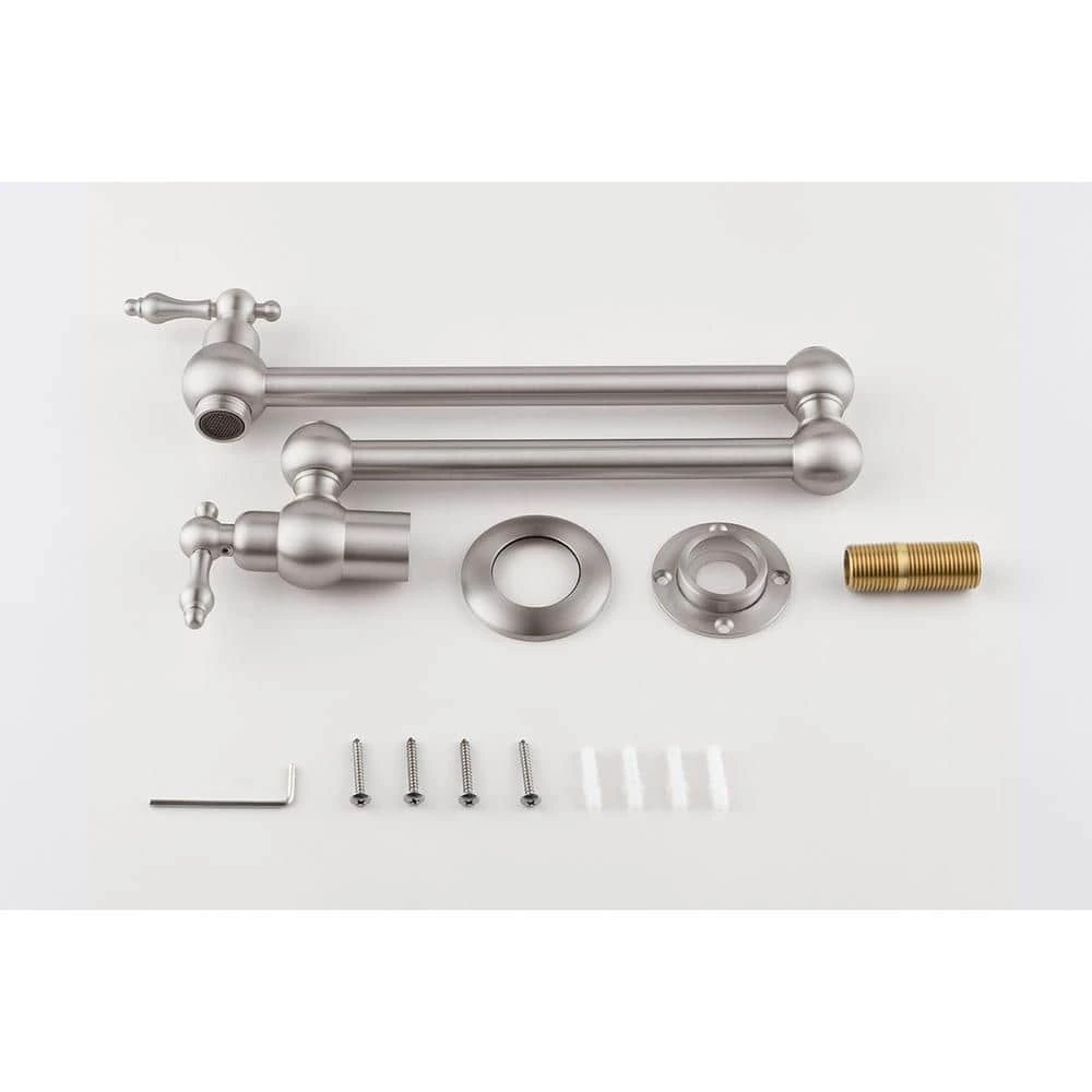 Wall Mount Folding Kitchen Pot Filler Faucet In Brushed Nickel 4 Wall Mount Folding Kitchen Pot Filler Faucet In Brushed Nickel - Image 4