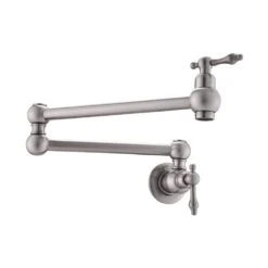 Wall Mount Folding Kitchen Pot Filler Faucet In Brushed Nickel