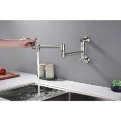 Wall Mount Pot Filler Faucet Pot Filler Faucet, Modern Brass Pot Filler Two-Attachment In Brushed Nickel -FURITURE SALE SHOP brushed nickel tahanbath pot fillers y w928 104072 31 1000