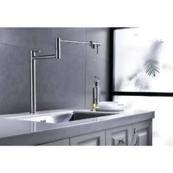 Freestanding Pot Filler Faucet With Extension Shank In Brushed Nickel -FURITURE SALE SHOP brushed nickel tahanbath pot fillers y w928 104109 44 1000