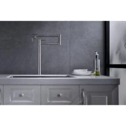 Freestanding Pot Filler Faucet With Extension Shank In Brushed Nickel -FURITURE SALE SHOP brushed nickel tahanbath pot fillers y w928 104109 fa 1000