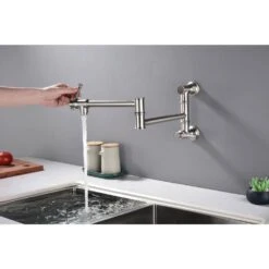 Pot Filler Faucet Wall Mount Pot Filler Faucet, Modern Brass Pot Filler Two-Attachment Wall Mount Folding Kitchen -FURITURE SALE SHOP brushed nickel tahanbath pot fillers z w1272 91452 31 1000