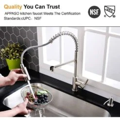 Single Handle Deck Mount Pull Down Sprayer Kitchen Faucet With Deck Plate And Soap Dispenser In Brushed Nickel -FURITURE SALE SHOP brushed nickel tahanbath pull down kitchen faucets doba d0102hpyy47 zq 1f 1000