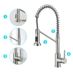 6.69 In. H Single Handle Pull Down Sprayer Kitchen Faucet Single Handle In Brushed Nickel With 360° Spout Swivel -FURITURE SALE SHOP brushed nickel tahanbath pull down kitchen faucets kt ct xy125533n 4f 1000