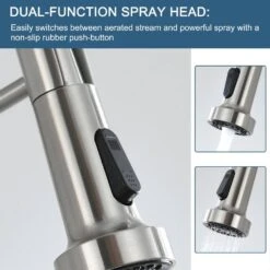 19.09 In. H Single Handle Pull Down Sprayer Kitchen Faucet With 360° Spout Swivel LED Light In Brushed Nickel -FURITURE SALE SHOP brushed nickel tahanbath pull down kitchen faucets kt ct xy1267led1d 44 1000