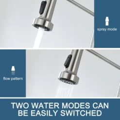 19.09 In. H Single Handle Pull Down Sprayer Kitchen Faucet With 360° Spout Swivel LED Light In Brushed Nickel -FURITURE SALE SHOP brushed nickel tahanbath pull down kitchen faucets kt ct xy1267led1d 76 1000