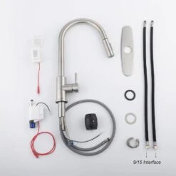 Single Handle Wall Mount Gooseneck Pull Down Sprayer Kitchen Faucet With Deckplate Included And Handle In Brushed Nickel -FURITURE SALE SHOP brushed nickel tahanbath pull down kitchen faucets w928 th9001ns zq fa 1000