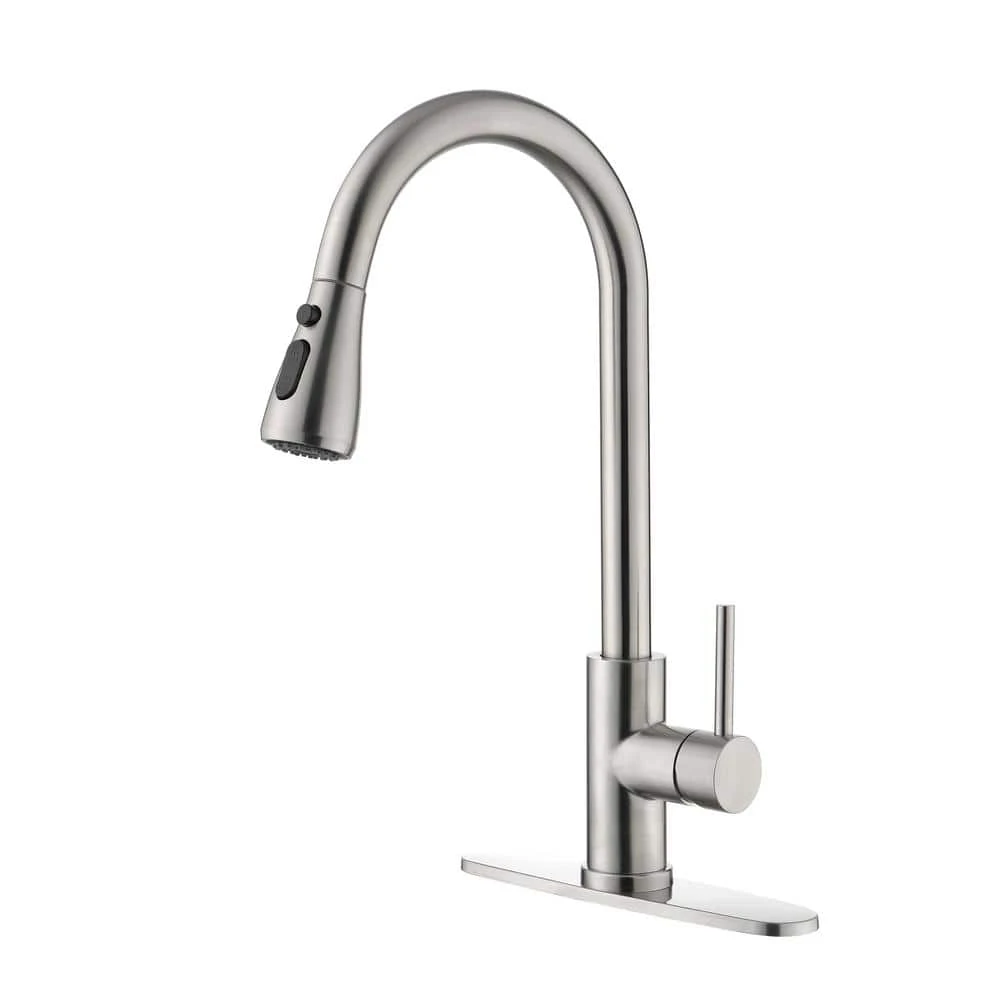 Single Handle High Arc Brushed Nickel Pull Down Sprayer Kitchen Faucet,Single Level Stainless Steel Kitchen Sink Faucets 1 Single Handle High Arc Brushed Nickel Pull Down Sprayer Kitchen Faucet,Single Level Stainless Steel Kitchen Sink Faucets