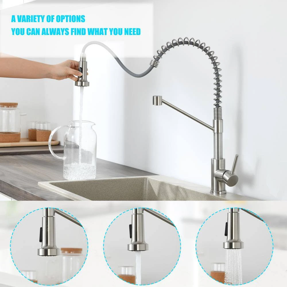 Single Handle Pull Down Sprayer Kitchen Faucet Single Handle In Brushed Nickel 6 Single Handle Pull Down Sprayer Kitchen Faucet Single Handle In Brushed Nickel - Image 6