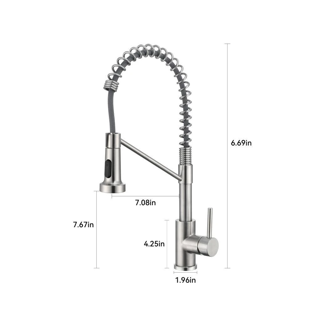Single Handle Pull Down Sprayer Kitchen Faucet Single Handle In Brushed Nickel 2 Single Handle Pull Down Sprayer Kitchen Faucet Single Handle In Brushed Nickel - Image 2