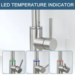 Single Handle Pull Down Sprayer Kitchen Faucet Single Handle With LED Light In Brushed Nickel -FURITURE SALE SHOP brushed nickel tahanbath pull down kitchen faucets z ct xy1267led1d 1f 1000