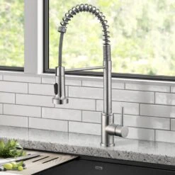 Single Handle Pull Down Sprayer Kitchen Faucet Single Handle With LED Light In Brushed Nickel -FURITURE SALE SHOP brushed nickel tahanbath pull down kitchen faucets z ct xy1267led1d 31 1000