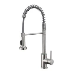 Single Handle Pull Down Sprayer Kitchen Faucet Single Handle With LED Light In Brushed Nickel