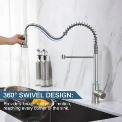 Single Handle Pull Down Sprayer Kitchen Faucet Single Handle With LED Light In Brushed Nickel -FURITURE SALE SHOP brushed nickel tahanbath pull down kitchen faucets z ct xy1267led1d fa 1000
