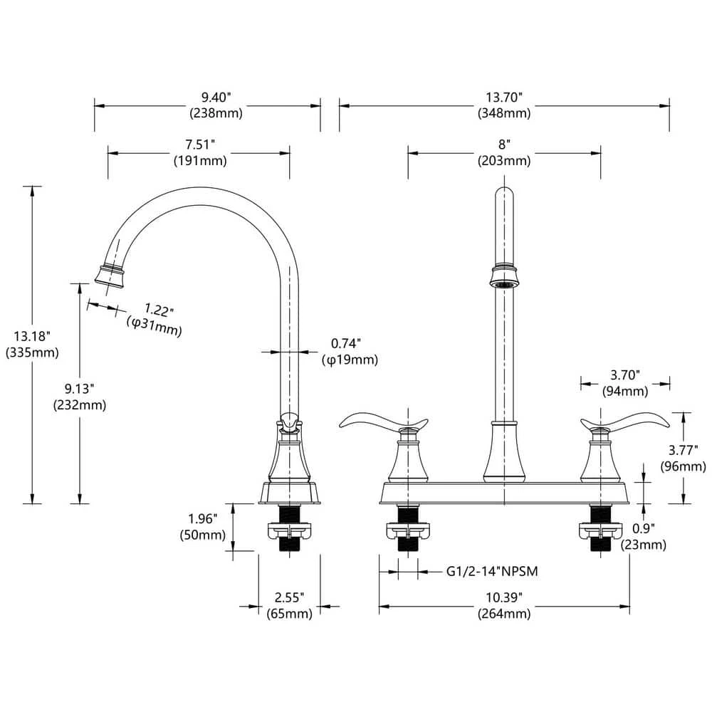 13.18 In. Brushed Nickel Single Handle High-Arc Pull-Out Kitchen Faucet With Pull-Down Sprayer 360° Spout Swivel 5 13.18 In. Brushed Nickel Single Handle High-Arc Pull-Out Kitchen Faucet With Pull-Down Sprayer 360° Spout Swivel - Image 5