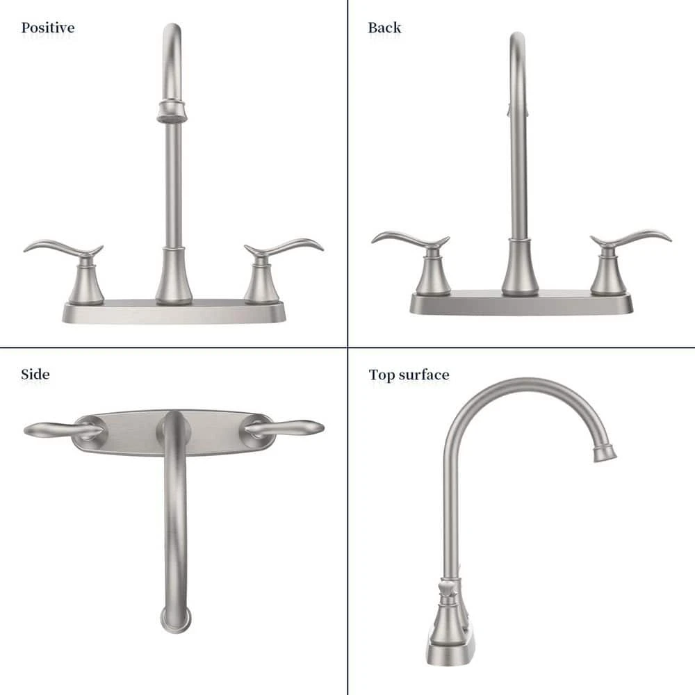 13.18 In. Brushed Nickel Single Handle High-Arc Pull-Out Kitchen Faucet With Pull-Down Sprayer 360° Spout Swivel 7 13.18 In. Brushed Nickel Single Handle High-Arc Pull-Out Kitchen Faucet With Pull-Down Sprayer 360° Spout Swivel - Image 7