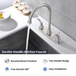 13.18 In. Brushed Nickel Single Handle High-Arc Pull-Out Kitchen Faucet With Pull-Down Sprayer 360° Spout Swivel 12 13.18 In. Brushed Nickel Single Handle High-Arc Pull-Out Kitchen Faucet With Pull-Down Sprayer 360° Spout Swivel -FURITURE SALE SHOP brushed nickel tahanbath pull down kitchen faucets z t3177p277520 fa 1000