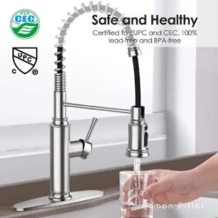 19 In 360° Spout Swivel Spring Kitchen Sink Faucet With 3 Modes Pull Down Sprayer In Brushed Nickel -FURITURE SALE SHOP brushed nickel tahanbath pull down kitchen faucets z t3177p277523 1f 1000