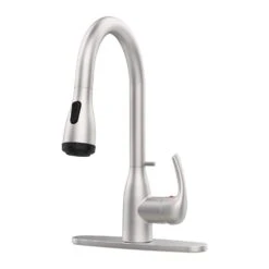 15.74 In. Kitchen Faucet With Pull Down Sprayer And 4-Spraying Modes Brushed Nickel 1 Or 3 Hole 360° Spout Swivel