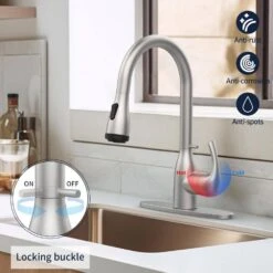 15.74 In. Kitchen Faucet With Pull Down Sprayer And 4-Spraying Modes Brushed Nickel 1 Or 3 Hole 360° Spout Swivel 18 15.74 In. Kitchen Faucet With Pull Down Sprayer And 4-Spraying Modes Brushed Nickel 1 Or 3 Hole 360° Spout Swivel -FURITURE SALE SHOP brushed nickel tahanbath pull down kitchen faucets z t3177p289664 76 1000